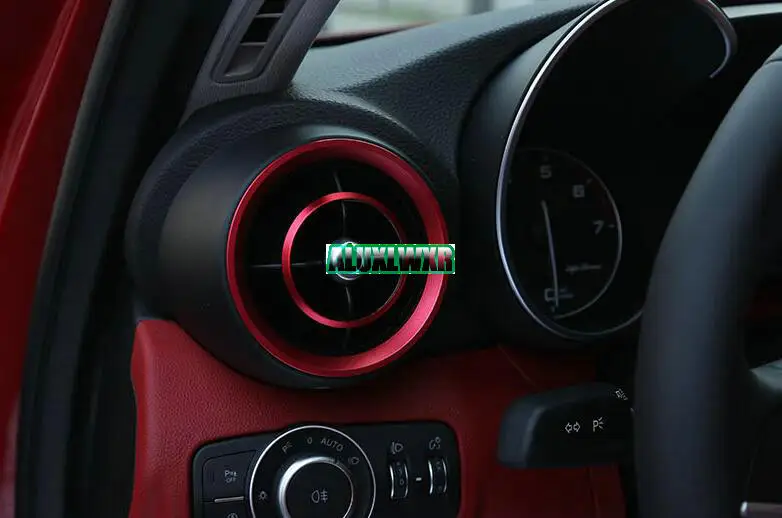 Автомобиль-Стайлинг красный Dashboard боковой Air Vent Выход Обложка отделка кольцо 4 шт. подходит для Alfa Romeo Giulia 2017 автомобиль Интимные аксессуары