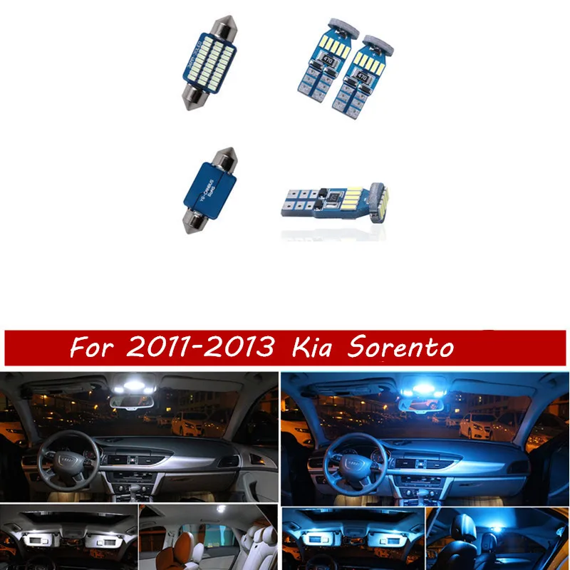 

8Pcs White Ice Blue LED Lamp Car Bulbs Interior Package Kit For 2011-2013 Kia Sorento Map Dome Trunk Plate Light