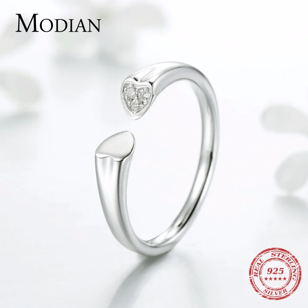 MODIAN, 925 пробы, серебряное, сияющее сердце, обручальное кольцо, модное, простое, прозрачное, AAAAA CZ, Женское Обручальное кольцо, ювелирное изделие