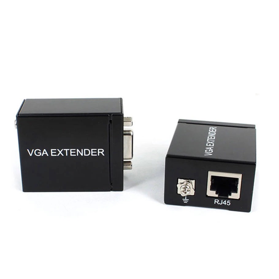 

One Pair 60M VGA Extender Female To Lan Cat5 Cat5e RJ45 Ethernet Female Adapter Amplifier VGA Extender Converter