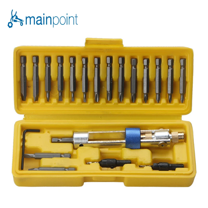 

Mainpoint Half Time Drill Driver 20Pcs Bit High Speed Steel Drill Header Converter Wind Batch Double Multi Screwdriver Set Broca