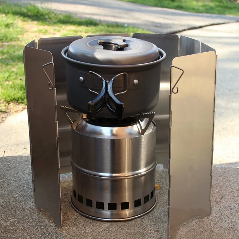 

10 Plates Camping Stove Windscreen Cooking Windshield Outdoor Cooking Accessories Windproof Folding Screen Outdoor Manual 2019