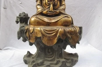 

China temple Old Bronze Kwan-Yin Guan Yin Bodhisattva Buddha Hold bottle Vase