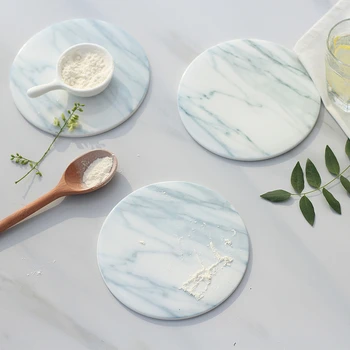 

2pcs/pack Marble grain coaster cup mats pads ceramic pads home kitchen tools desktop non-slip luxury decor cup pad Diameter 15cm