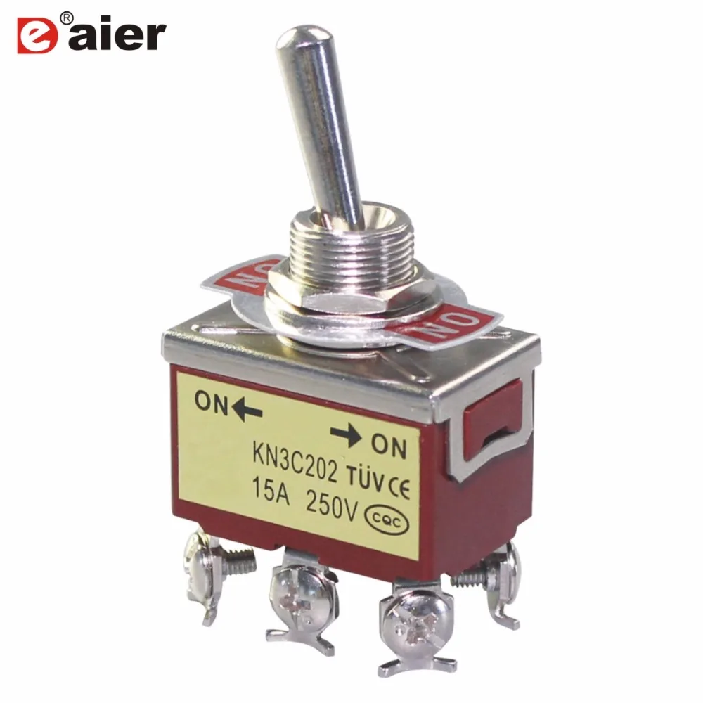 

2Pcs 10A 250VAC 15A Amps 125VAC Toggle Switch CE TUV ON-ON DPDT Double Pole Double Throw 6-Pin Latching Switches Brown KN3C-202