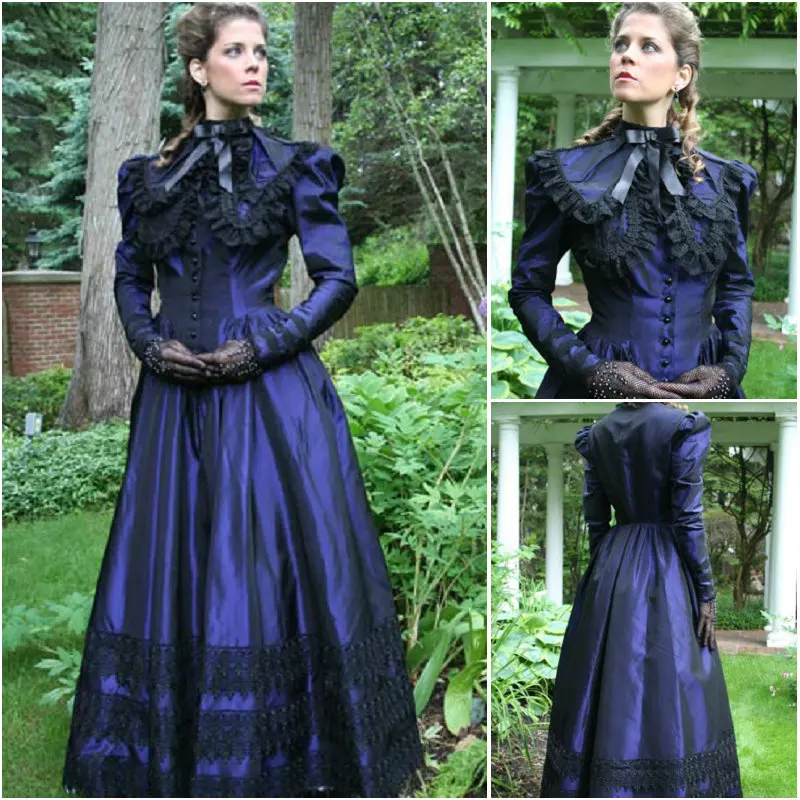 1860S Викторианский готический корсет/бальное платье времен Гражданской войны на