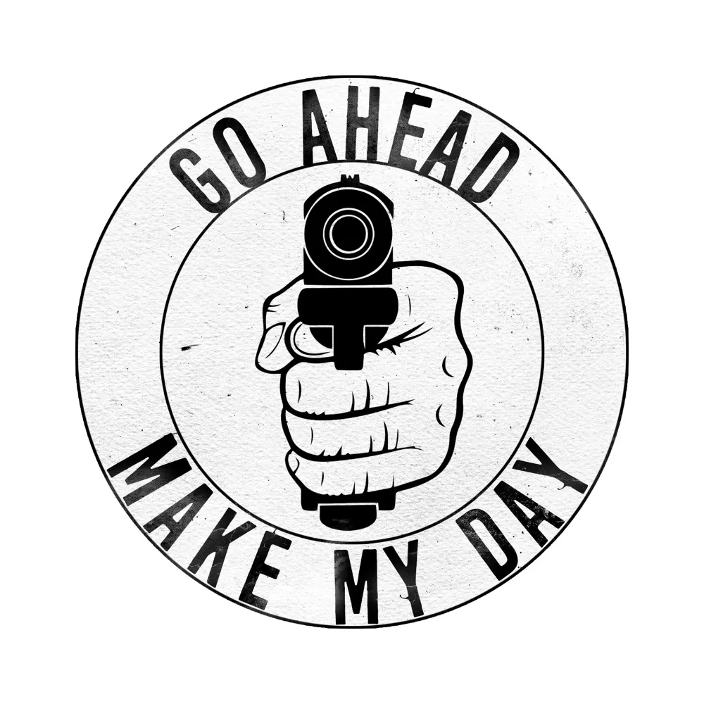 

25*25cm Go Ahead Make My Day Trunk Decor Car Stickers Gun Design Hard Hat Helmet Sticker Decal Waterproof Decoration CL038
