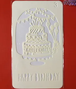 

Hot 10.5x18cm Birthday Cake DIY Layering Stencils Painting Scrapbook Coloring Embossing Album Decor Card Template With Paper