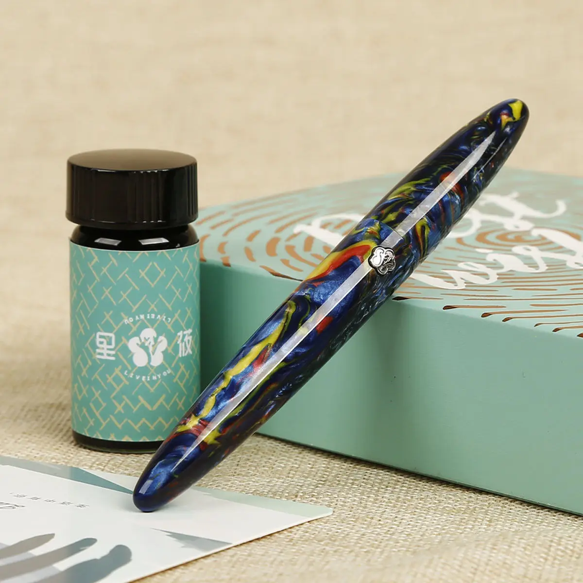 Потрясающая перьевая ручка из полиацетатного волокна Schmidt, тонкий наконечник для письма, набор чернил для подарка, ручка для бизнес-коллекции, подарок