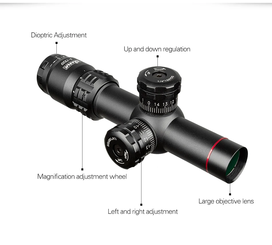 Diana 2-7x20 hd riflescope mil-ponto retículo vista