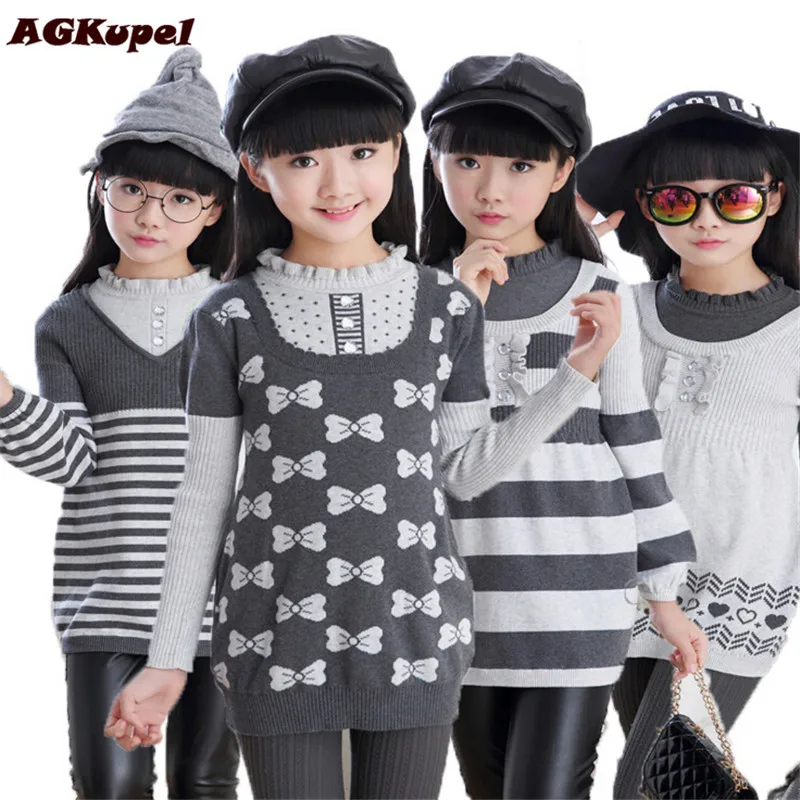 AGKupel 2018 New Girl Sweater Children Clothing for Girls Round Neck