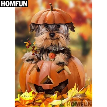 

HOMFUN Full Square/Round Drill 5D DIY Diamond Painting "Dog Halloween" Embroidery Cross Stitch 5D Home Decor Gift A01270