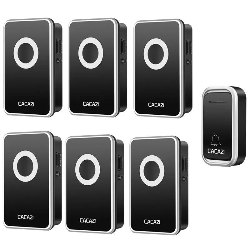 

CACAZI Smart Home Wireless DoorBell Waterproof 300M Remote Battery Button Operated AC US EU Plug 38 Rings 3 Volume Calling Bell