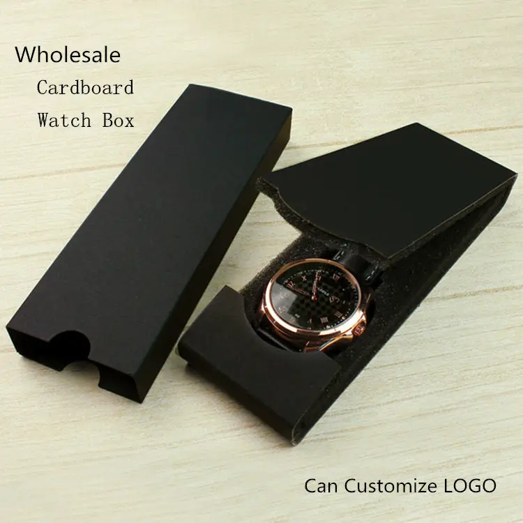 

Wholesale Black Cardboard Watch Box Fashion Design Watch Storage Box Package Gift Cases For Men And Women Can Customize LOGO