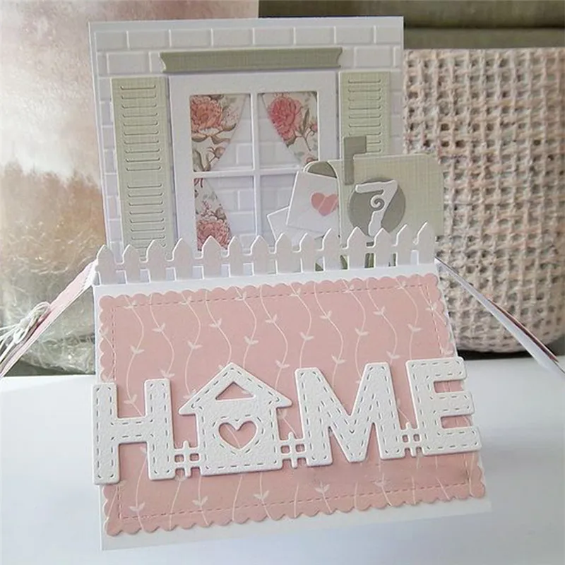 

Naifumodo Letter Home Happy Stitched Metal Cutting Dies for Scrapbooking Craft Die New Embossing Stencil Card Decor 2019 New
