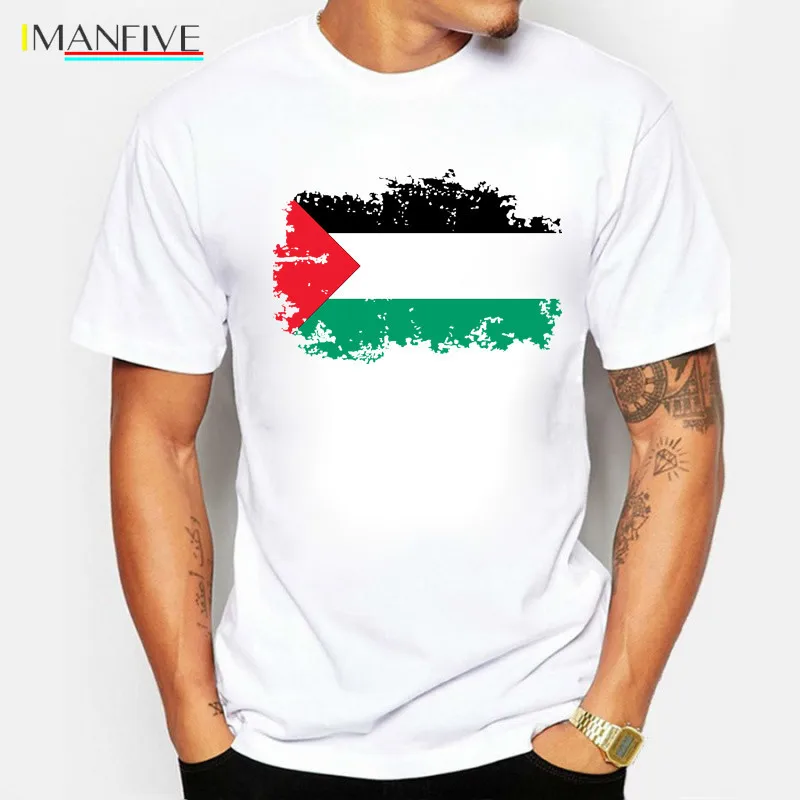 

IMANFIVE Palestine Flag Men T shirts Fashion Short Sleeve Summer Nostalgia T-shirts Brand Design Fans Cheer Tshirt