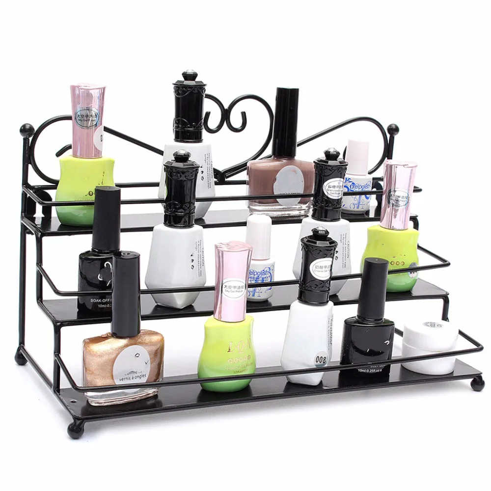 

New Metal Nail Polish Shelf Makeup Wall Rack Cosmetic Varnish Display Stand Holder Heart Design Women Organizer Case