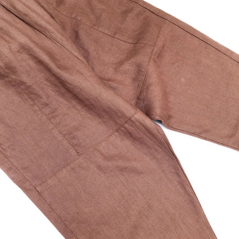 Ретро повседневные льняные брюки женские летние Новые однотонные штаны-шаровары с эластичной резинкой на талии