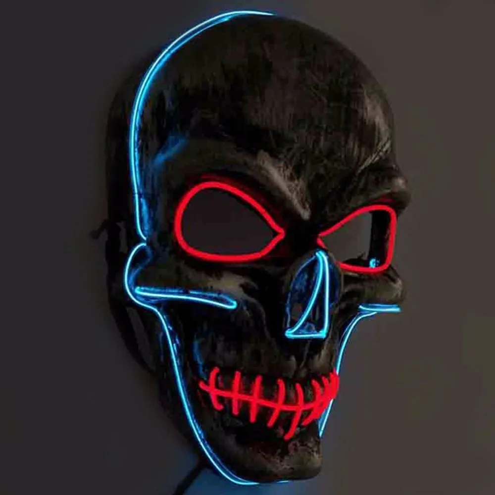 

Halloween Head Band Mask Horrible Mouth-sewed Skull EL Masquerade Dancing Parties LED SlipKnot Mask Festival Decoration