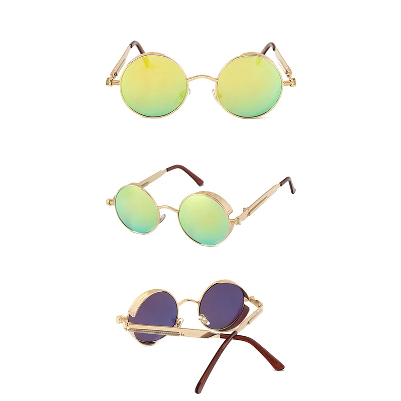 Модные стимпанк Солнцезащитные очки женские ретро круглые металлические солнцезащитные очки женские круглые Винтажные Солнцезащитные очки для мужчин UV400