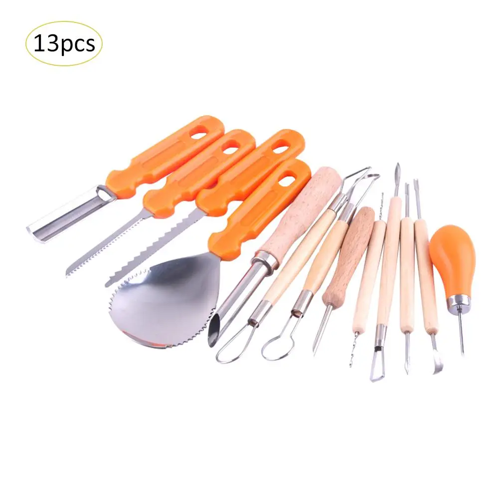 

13PCS Halloween Pumpkin Carving Cutter Melon Fruit Kitchen Pumpkin Lamp Decoration Tools Carving Cutter Props