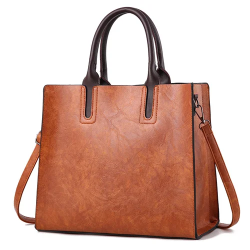 Tinkin, Европейская и американская винтажная женская сумка из искусственной кожи, Большая вместительная женская сумка на плечо, роскошная женская сумка-тоут - Цвет: brown