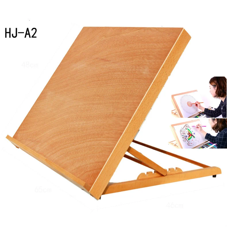 Wooden Easel beech 8K integrated desktop easel box folding shelf