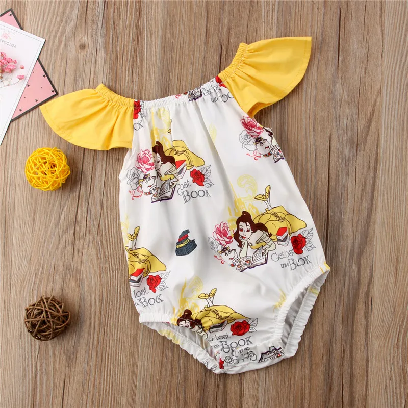 

Cartoon Snow White Ruffles Newborn Kids Baby Girl Romper Tops Clothing Summer Children Infant Jumpsuit Costume