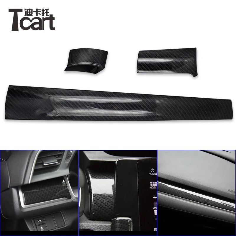 

Car Accessories ABS Carbon Fiber In the control of decorative strips For Honda Civic 2016 2017 2018
