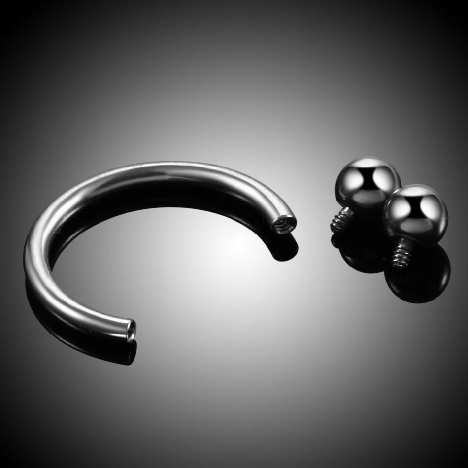 G23 титановая внутренняя нить, серебряные шарики, подковообразные Кольца Для Пирсинга Ушей, пирсинга, бровей, губ, кольцо для носа, обруч, перегородка, ювелирные изделия