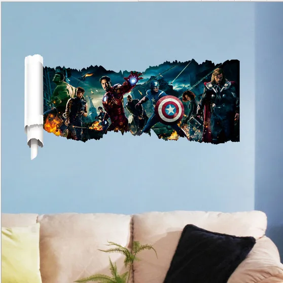New-3D-The-Avengers-Wall-Stickers-Wall-Decals-For-Kids-Room-Decor-Diy