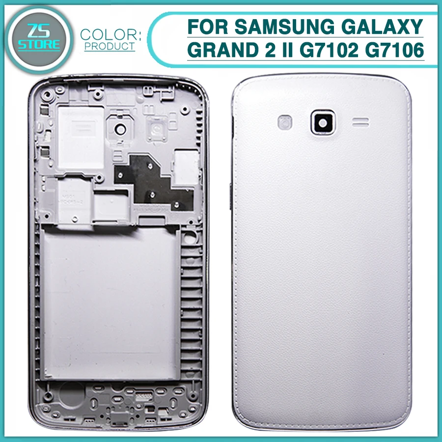

New G7106 Full Housing case For Samsung Galaxy Grand 2 II G7102 G7106 g7100 Battery back Cover Door + Middle Frame Plate