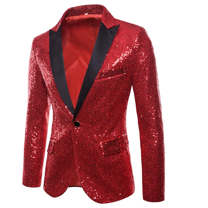 Jaqueta masculina brilhante de lantejoula dourada Glitter