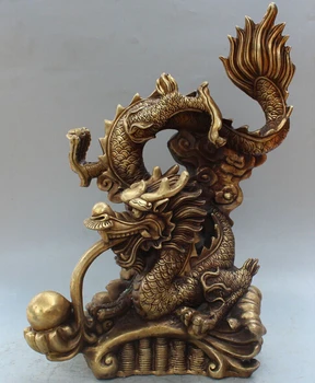 

ymying 1026++++20" Chinese Brass Royalty 12 Zodiac Animal dragon Dragons Ball Statue