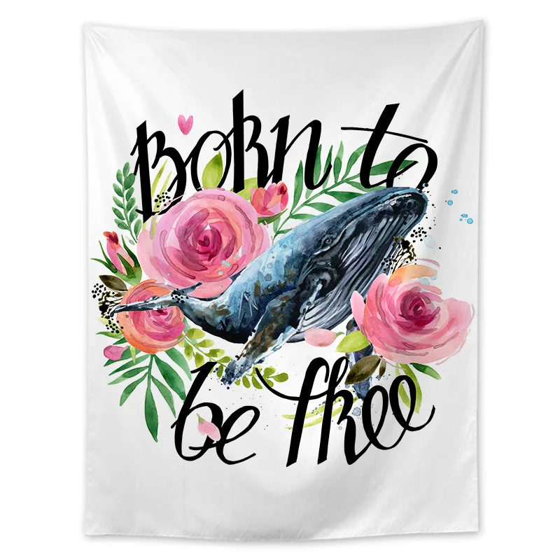 Креативный гобелен с изображением Кита макраме настенный подвесной хиппи богемное украшение гостиной колдовство гобелен ковер на стену матрас Йога - Цвет: B
