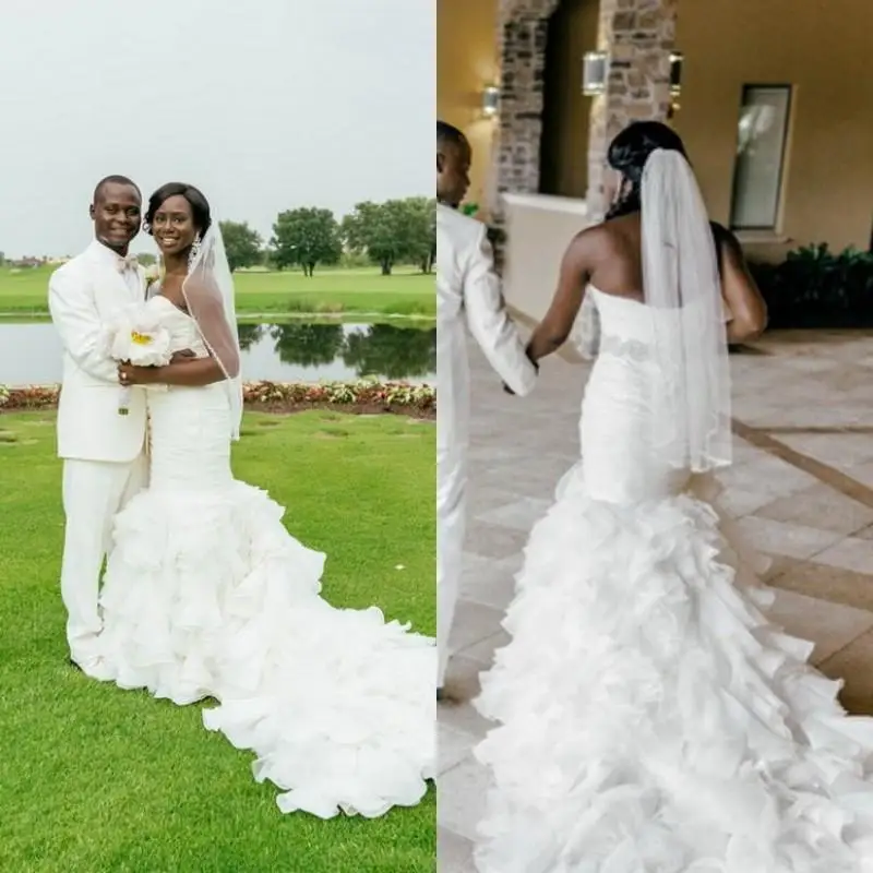 fishtail wedding dresses with long train
