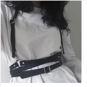 

Halter Sexy Harness Body Belts Women Black Sexy High Waist PU Garter Belts Leather Punk Bandages Adjustable Bodysuit Suspenders