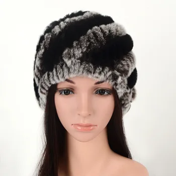 

815 New Fashion Fall & Winter Fur hats Women Rex rabbit fur Hats woven Joker pineapple ear Twill Fur Hats Ladies Beanies
