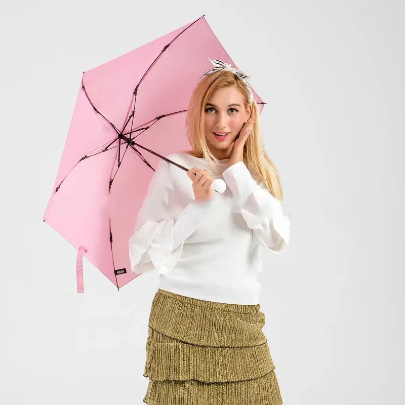 Ультра светильник Зонт складывающийся в карман мини 100 г Модный маленький свежий креативный зонт от солнца и дождя женский супер светильник paraguas girls - Цвет: pink