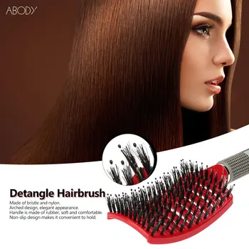 

Abody Women Wet Curly Detangle Hair Brush Hair Scalp Massage Comb Nylon Hairbrush for Salon Household Hairdressing Styling Tools