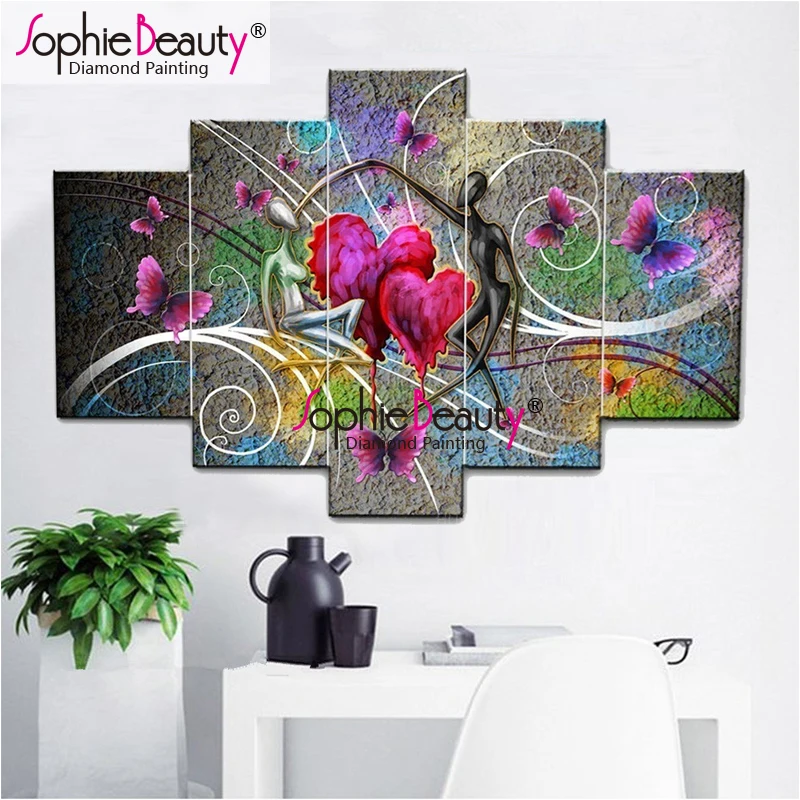 

Sophie Beauty diy diamond painting 5pcs heart and lover pattern cross stitch handcraft embroidery mosaic Room Decor Gifts SBY96