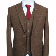 Мужской шерстяной Свадебный костюм на заказ, Классический смокинг для жениха(пиджак, брюки, жилет