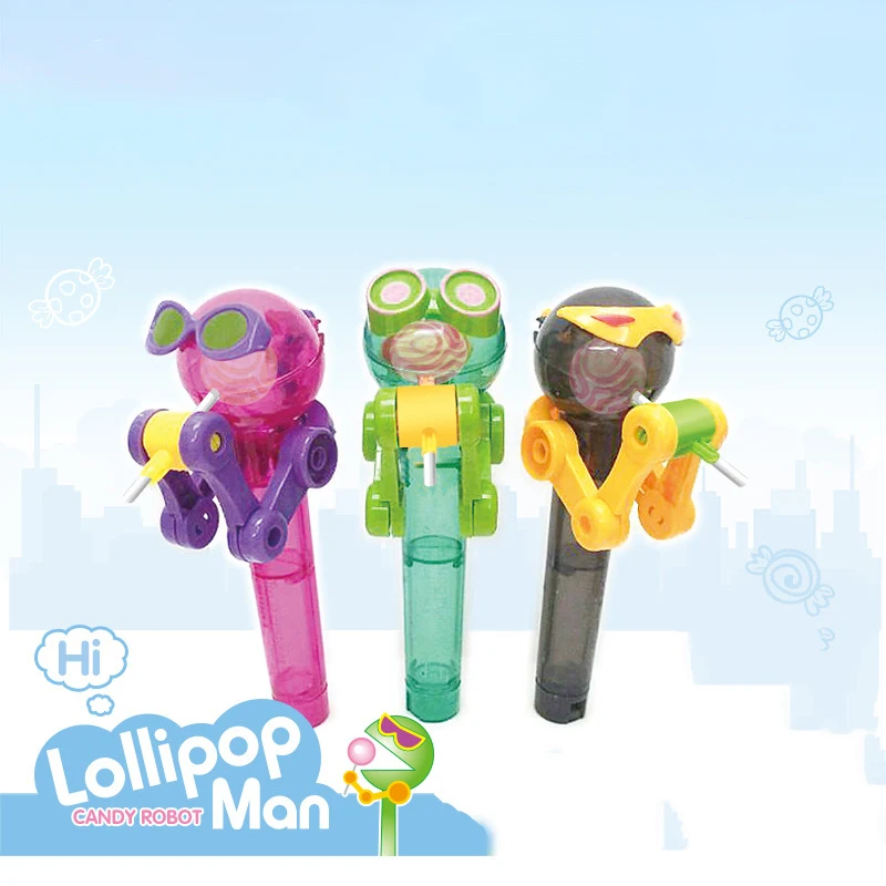 

2019 New Fashion Designed Creative Sugar Man Child Lollipop Storage Robot Toy Candy Snack Storage Robot Fun Candy Organizer Toy