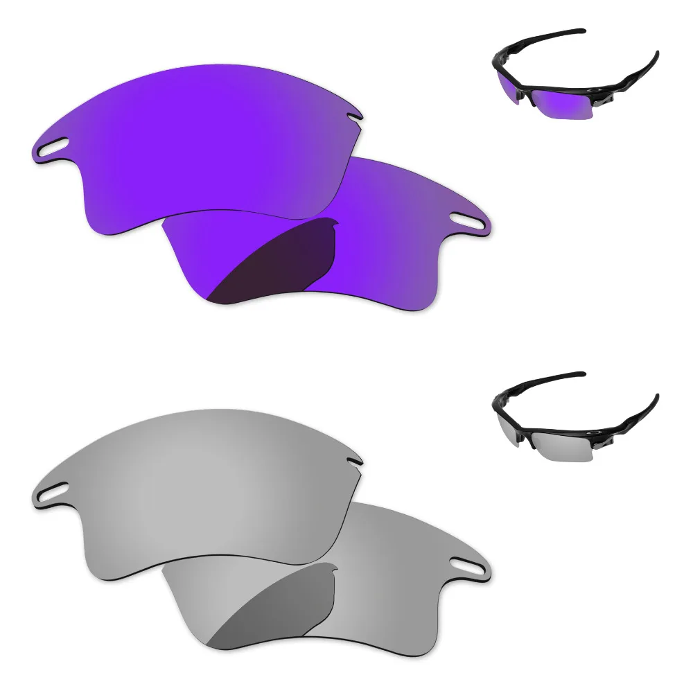 Серебристый Хром и фиолетовый 2 пары зеркало Поляризованные замены линзы для быстрой куртки XL Солнцезащитные очки Frame UVA и UVB Защита