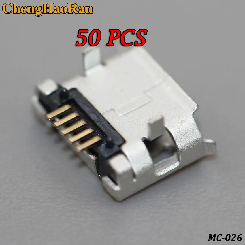 

ChengHaoRan 50pcs micro USB mini connector 5pin Long needle 5P Data port Charging port mini usb connector for Mobile end plug
