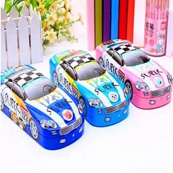 

NEW Large Capacity Car style 3-layer bookshelf iron stationery box METAL pencil box high quality Pencil Case Cartoon Pencil Bag