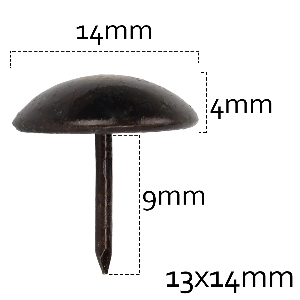 100 шт. Ретро коробки для ювелирных изделий/диван/барабанные гвозди/декоративные гвозди бронзовые миниатюры/мебельные гвозди/Пневматические штифты пистолет воздушный гвоздь - Цвет: 14x13mm