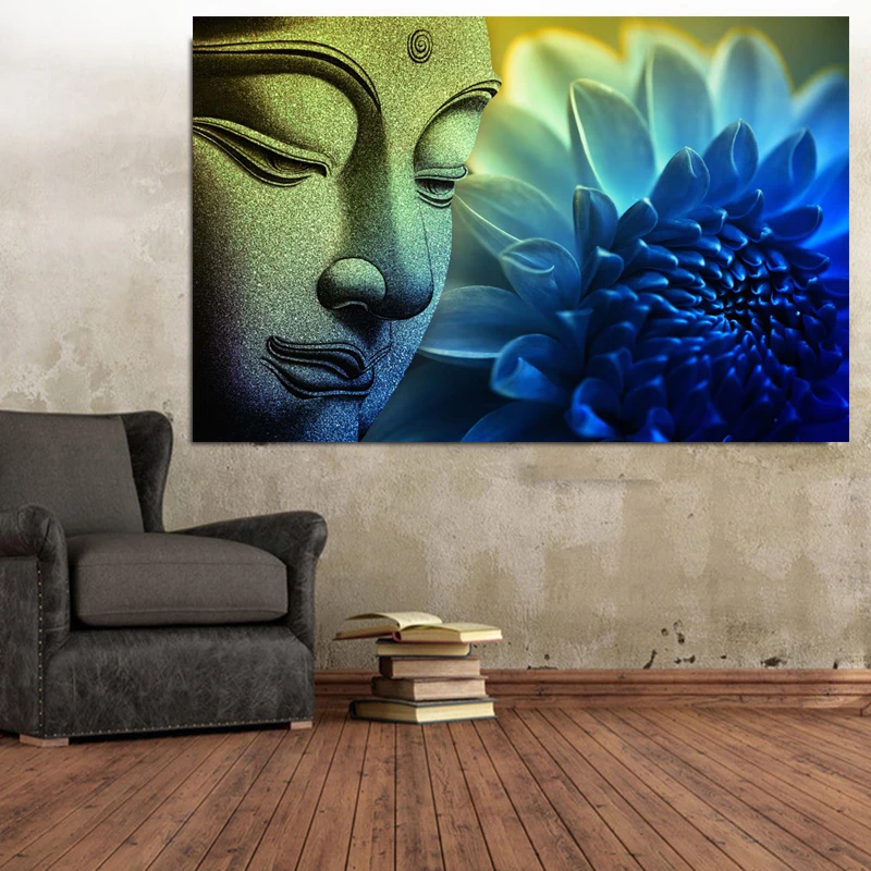 Canvas Painting Wall Art Pictures prints vivid Buddha face on canvas no frame home decor Wall 