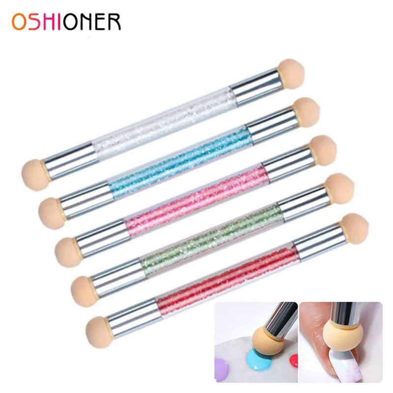 

1 PC Glitter Powder Picking Dotting Gradient Pen Brush Handle Manicure Nail Art Tool Double Head Sponge Nail Art Tools