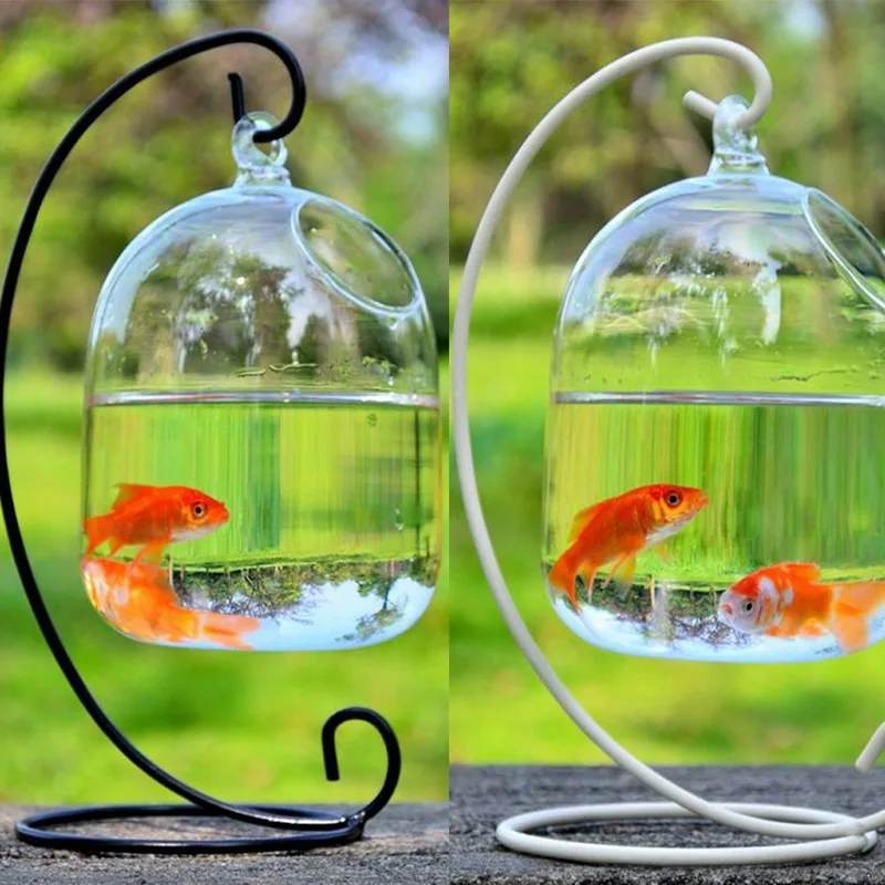 

2019 New Mini Durable Hanging Ball Terrarium with Bent Stable Stand Glass Fish Tank Flower Vase Plant Bottle Garden